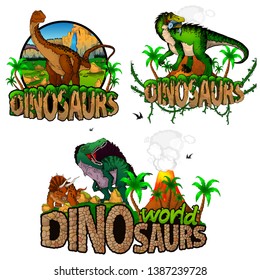 Set of dinosaur world logos. Vector illustration