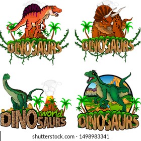 Set of dinosaur world logos. Vector illustration.