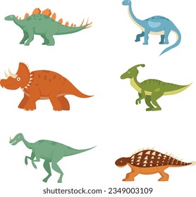 set of dinosaurs cartoon vector illustration