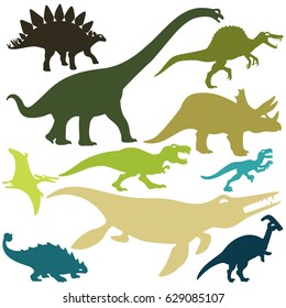 Set of dinosaurs design isolate vector flat icon