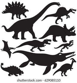 Set of dinosaurs design isolate vector flat icon