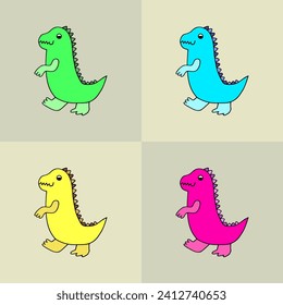 Un conjunto de dinosaurios de diferentes colores. juguete infantil.