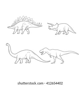 Set of Dinosaurs Illustration isolated on white background. Vector illustration