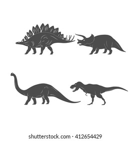 Set of Dinosaurs Illustration isolated on white background. Vector illustration