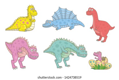 Set of Dinosaurs. isolated on white background