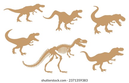 Set of dinosaurs isolated on white background.