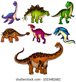 Set of dinosaurs. Isolated vector illustration.