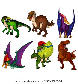 Set of dinosaurs. Isolated vector illustration.