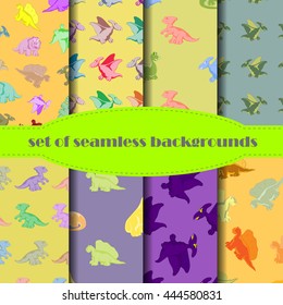 Set. Dinosaurs are kind and funny. Seamless series for young children