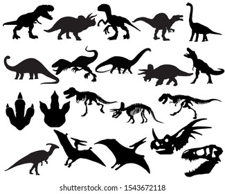 Set of Dinosaurs Silhouette Vector