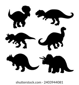 set of dinosaurs silhouettes, vector eps 10