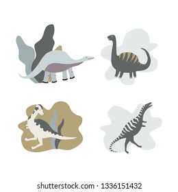 Set of Dinosaurus. Vector illustration in flat style. For poster, t-shirt, wallpaper, card.