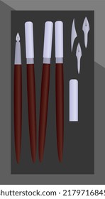 A set of dip pens. Vector.