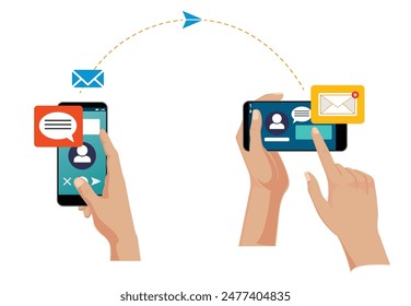 Set of Direct Message Process concept. Eps Vector