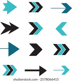 Set of direction arrow vector signs or icons.