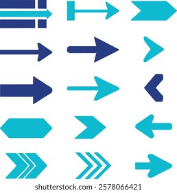 Set of direction arrow vector signs or icons.