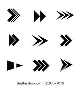 Set of direction arrows of different shapes