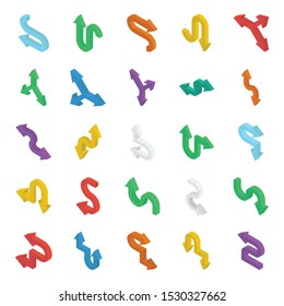 Set of Direction Arrows Isometric Vectors 