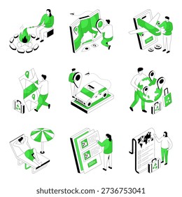 Set of Direction Flat Isometric Illustrations