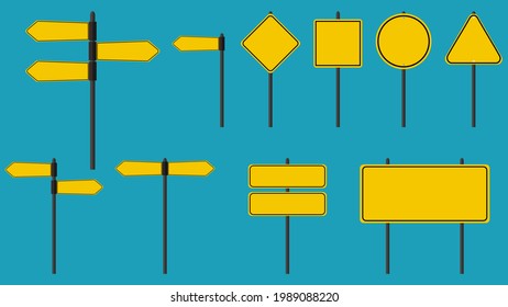 set of Direction road sings. road signs isolated on background. vector illustration