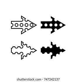 Set of direction tools with stylish outline. Vector arrow signs