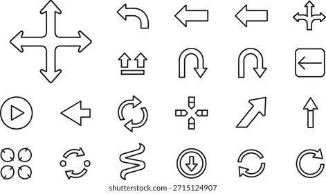 Set of directional arrows outline vector design elements collection symbols