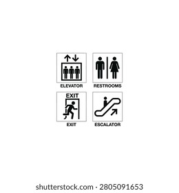 Set of directional signs for building