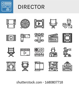 Conjunto de iconos de director. Como Clapperboard, Film, Director, Actor, Videocamera, Captura de movimiento, Película, Director, Teatro, Director de cine , iconos