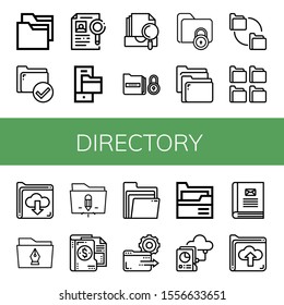 Set of directory icons. Such as Folder, Dossier, Archive, Folders, Contact book , directory icons