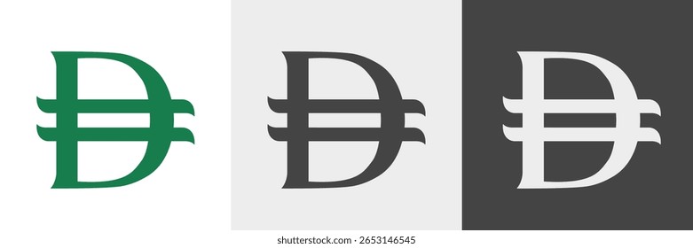 Set of the Dirham AED money symbols. For finance, currency, or fintech topics. Vector illustration