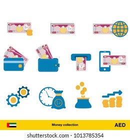 Set of Dirham. Banknote and coin of Dirham