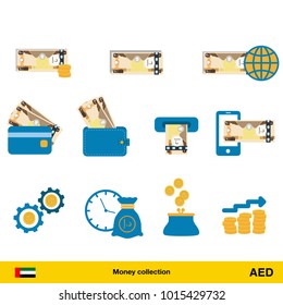 Set of Dirham. Banknote and coin of Dirham