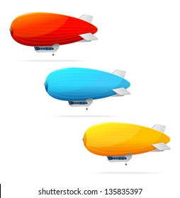 Set of dirigible balloon and text. Vector