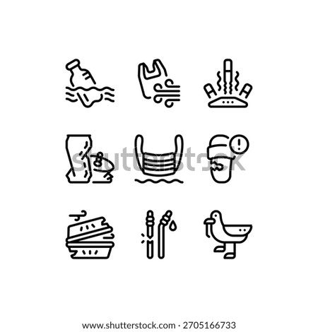 Set of Dirty beach Line icon and illustration