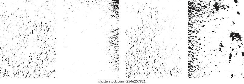 Conjunto de texturas sujas do Grunge Fundo do vetor.Ilustração do vetor Texturas de sobreposição do Grunge com grão de poeira isolado no fundo branco.