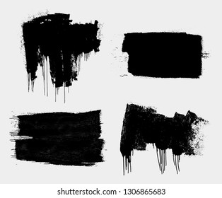 Set of Dirty isolated basis. Artistic messy banner background. Paint roller distress overlay texture. Grunge design element. Vector illustration. Isolated on white background.