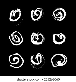 Set of dirty scratched splattered elements for design