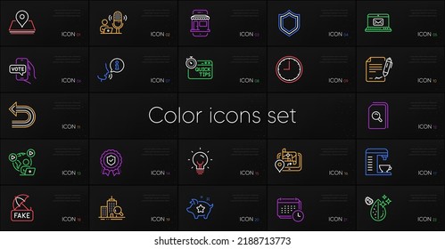 Set of Dirty water, Loyalty points and Quick tips line icons. Include Gps, Video conference, Online voting icons. Calendar, Undo, Marketplace web elements. Signing document. Vector
