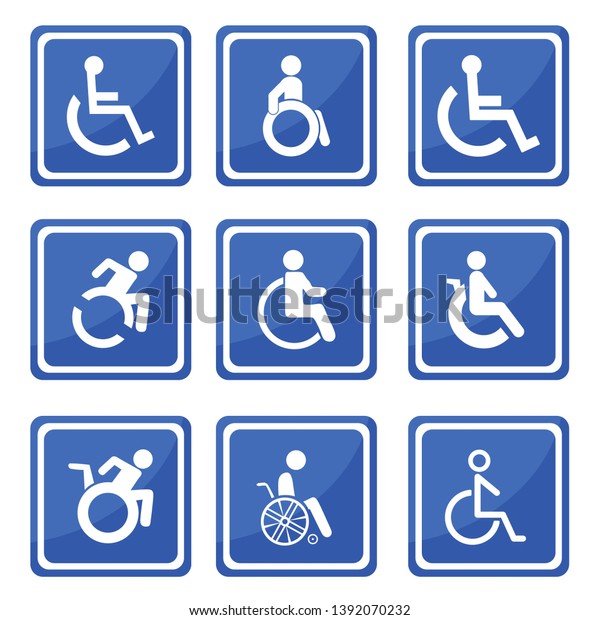 Set Disability People Pictograms Flat Icons Stock Vector (Royalty Free ...