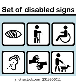 
Set of disabled signs and symbols