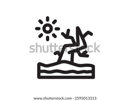 Set of an Disaster Drought Line Icon