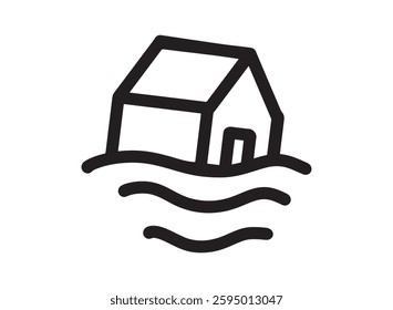 Set of an Disaster Flood Line Icon
