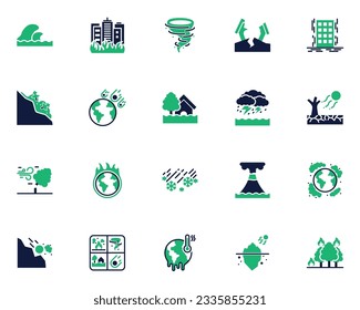 set of disaster icons, environment, natural 