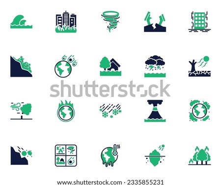 set of disaster icons, environment, natural 