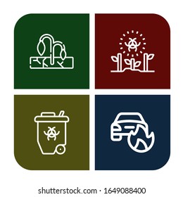 Conjunto de iconos de desastres. Tales como Sequía, Radioactividad, Camión en llamas , íconos de desastre