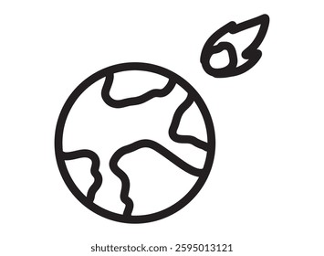 Set of an Disaster Meteorite Line Icon