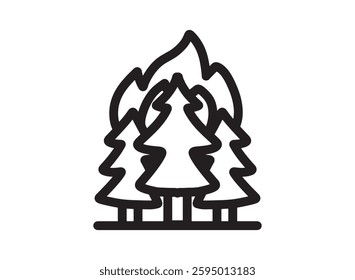 Set of an Disaster Wildfire Line Icon