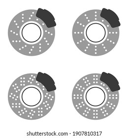 set of disc brake isolated icon on white background, auto service, repair, car detail