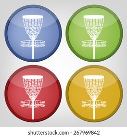 Set of disc golf icons - sports pictogram (vector)
