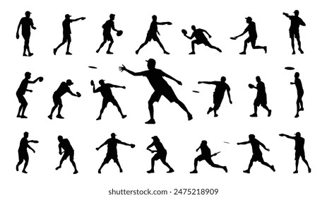 Set of Disc Golf Player silhouette vector